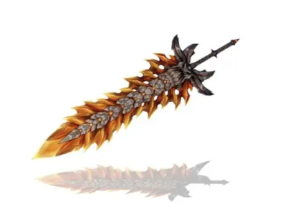 Crystal Flame Big Sword Low-poly 3D model