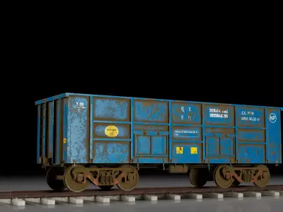 Indian Railways BOXN Open Top Freight Wagon Low-poly 3D model