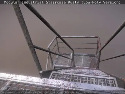 Modular Industrial Staircase Rusty - Low-Poly Version Low-poly 3D model