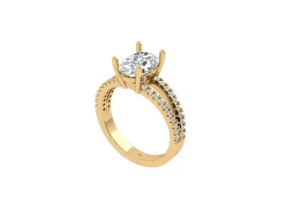 Oval Solitaire Ring 3D print model 24