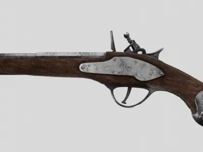 Flintlock Pistol Low-poly 3D model 2