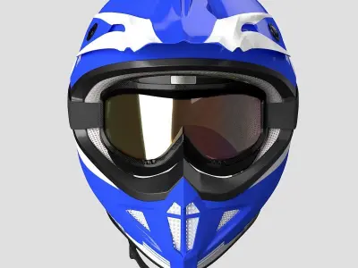 Helmet Off-Road and Goggles 3D model