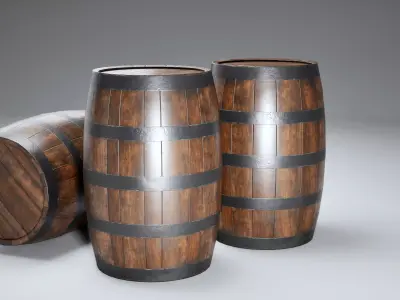Wooden Barrel Free low-poly 3D model purchase