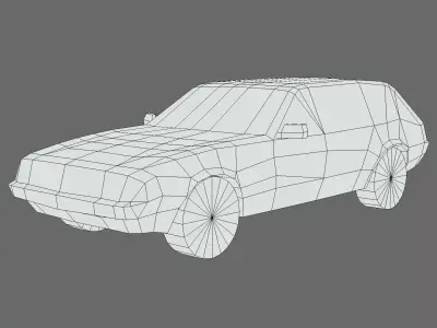 Old School Station Wagon Low-poly 3D model