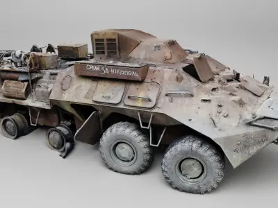 Russian BTR-80 destroyed by Ukrainian army 3D model