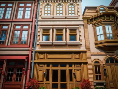 LOWPOLY CITY BUILDING STYLIZE 3 Low-poly 3D model