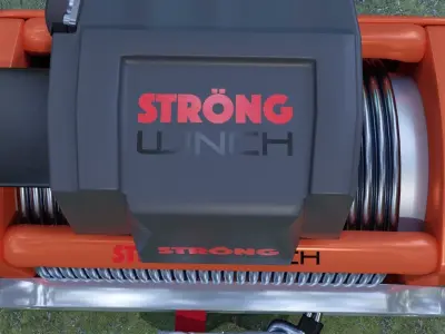 Winch 2 orange with rope 3D model