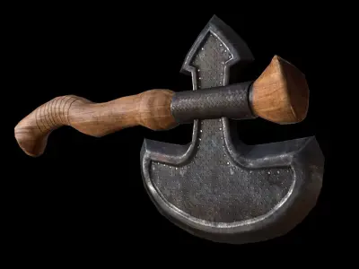 Game Ready Wooden Axe  Low-poly 3D model