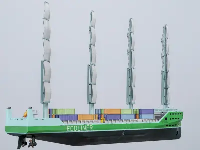 Futuristic Ship Sail Powered Green Ecoliner PBR 3D model