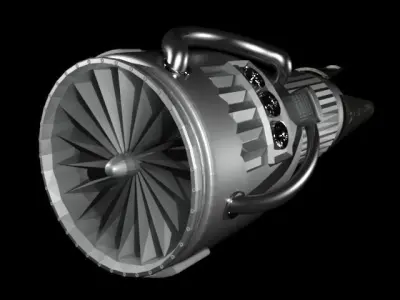Jet Engine Free low-poly 3D model