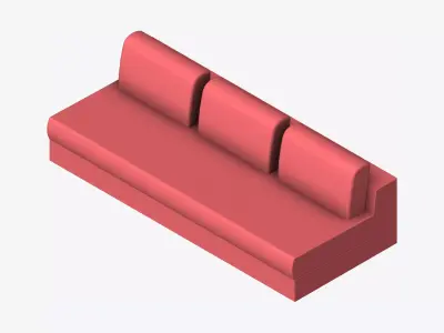 Seat - Sofa - Simplicity - Comfort - Triple - No Arm Low-poly 3D model
