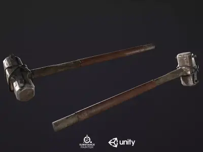 Sledge Hammer PBR Low-poly 3D model