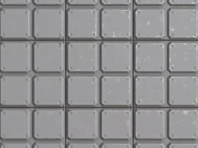 White Sci-Fi Padded Metal Plate PBR Seamless Texture