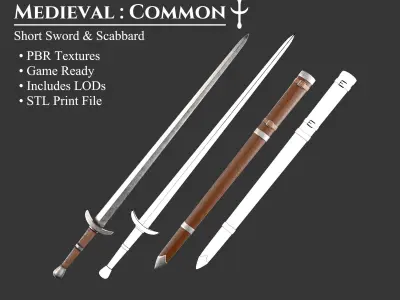 Medieval Collection Weapons Short Sword 3D Model Pack purchase