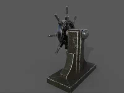 Steering wheel for a sea ship and a bell Wheel 3D model Low-poly 3D model V2