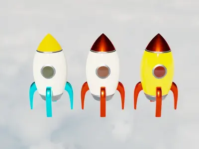 cartoon rocket001 Low-poly 3D model