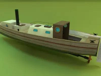 Steam Motor boat 1906 Low-poly 3D model