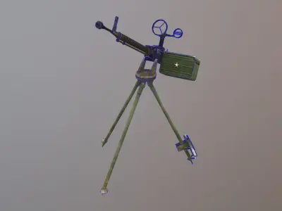 DShKM Soviet heavy machine gun Low-poly 3D model