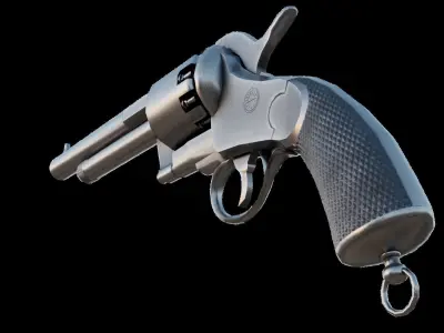 Revolver Low-poly 3D model 6