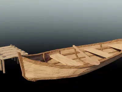 Boat Model wooden canoe Free 3D model