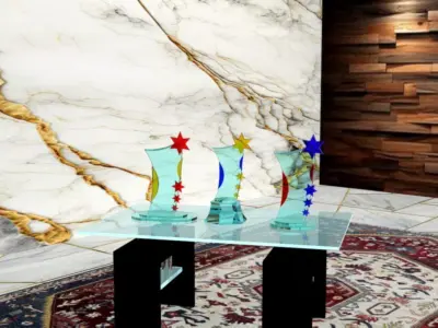 3D Glass Trophy with Customizable Colors  Realistic Design 3D model