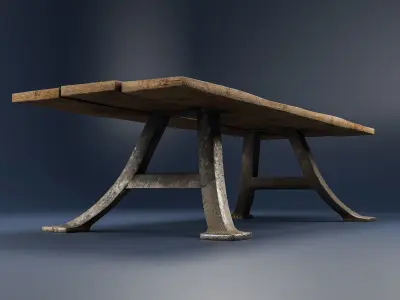 Antique wood table Low-poly 3D model