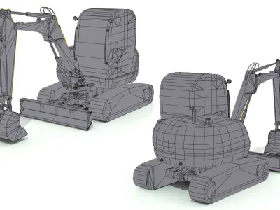 bulldozer truck 3 Low-poly 3D model