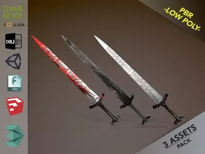 Long Sword Low-poly 3D model purchase