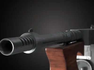 Thompson Submachine Gun Low-poly   Low-poly 3D model