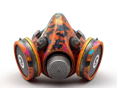 Halloween Graffiti Respirator 3D Model Spooky Street Gear Low-poly 3D model