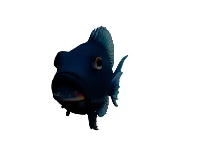 Stylized Metallic Blue Fish Model 3D model
