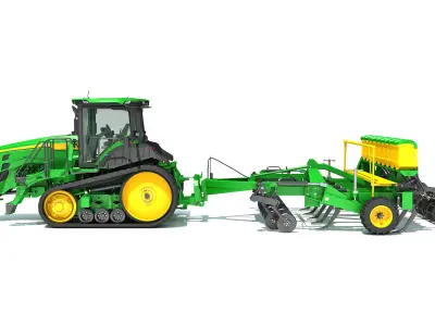 Tractor with Seed Drill 3D model 6