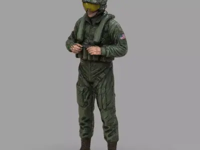 Modern US Helicopter Pilot LP  Premium Game Ready 3D Asset Low-poly 3D model