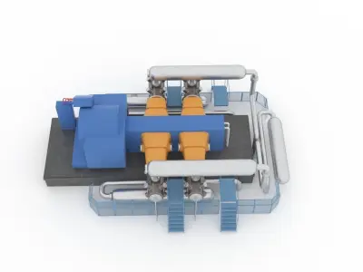 Indoor gas compressor Low-poly 3D model