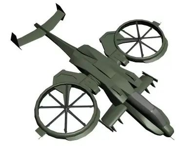 ah88raptor military aircraft with four wheels 3D print model