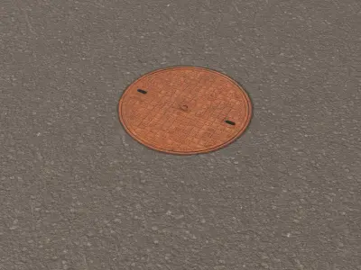 3 types Manhole decal Low-poly 3D model