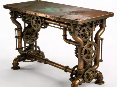 Gear-Driven Console Table 3D Model Free low-poly 3D model