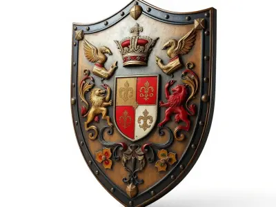 Medieval Decorative Shield with Coat of Arms model pack Low-poly 3D model