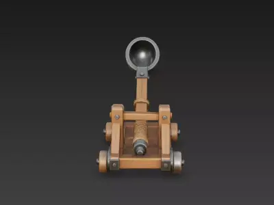 Stylized Medieval Catapult 3D Model Siege Weapon 3D model