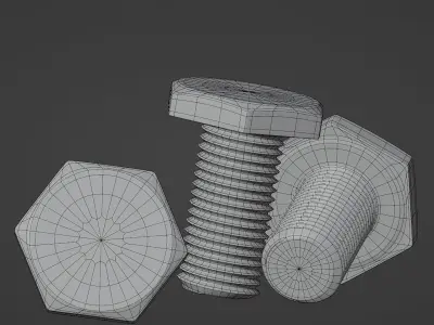 Hexagonal screw 3D model
