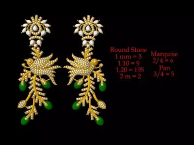 Beautiful Bird Earring - 0017 3D print model