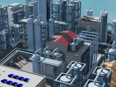 Mega Refinary 3D model 3D model