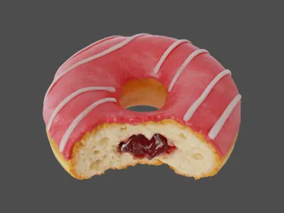  Realistic Strawberry Glazed Donut 
