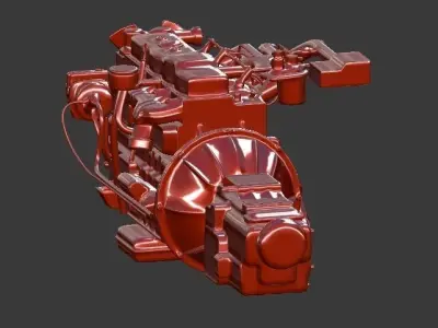 Isuzu 4BC2 Diesel Engine Low-poly 3D model