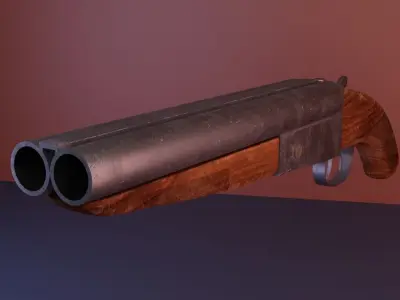 Sawed Off Shotgun Free low-poly 3D model