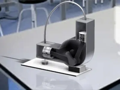 Alpha Stirling Engine Free 3D model