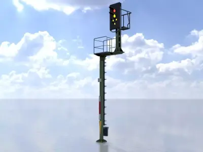 KS Railway Signal Post 7000mm Version-12 Low-poly 3D model