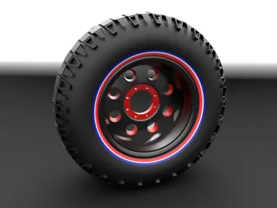 LSMW-0111 Military Truck Wheel Low-poly 3D model 3D model