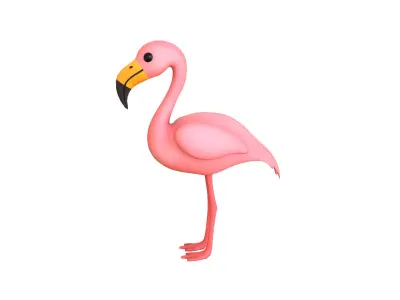 Cartoon Flamingo  Low-poly 3D model