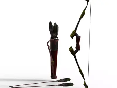 Skull bow arrow and quiver set 3D model